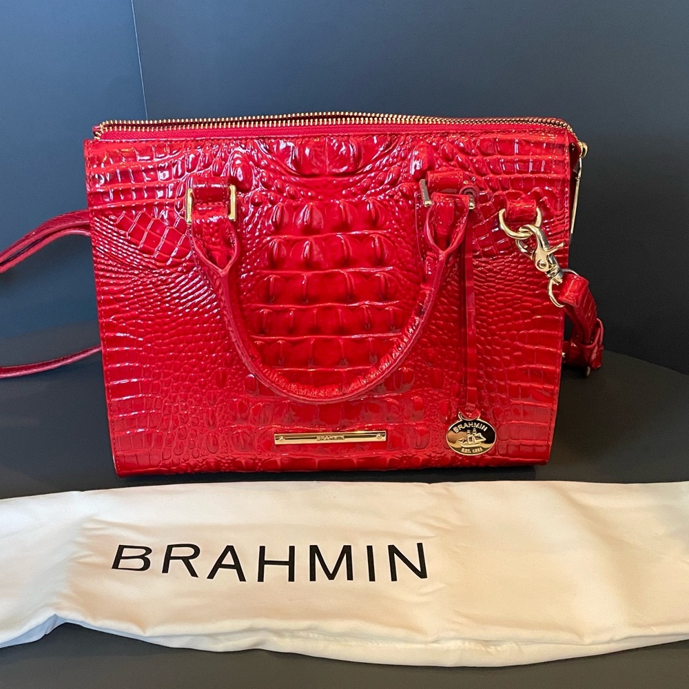 Brahmin Anywhere convertible Melbourne embossed leather satchel